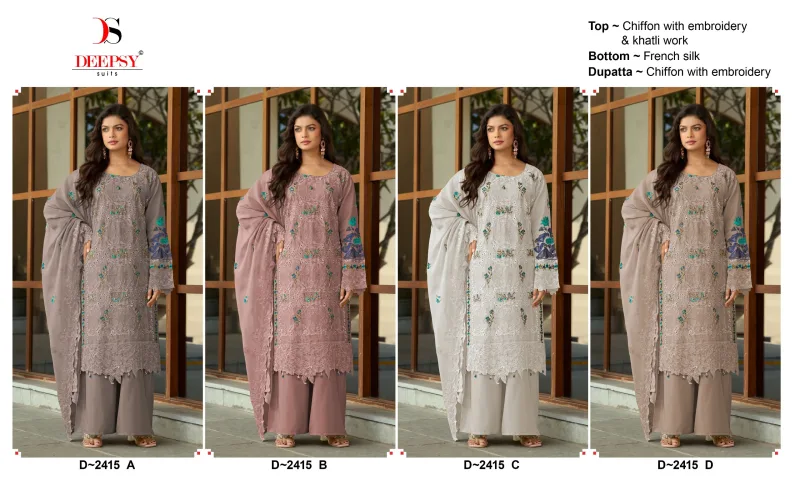 D 2415 A To D By Deepsy Chiffon Embroidered Salwar Kameez